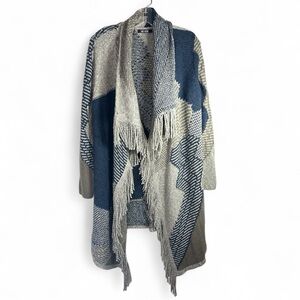 Nic+Zoe Womens Open Front Cardigan Sweater Medium Casual Comfy Grey Boho